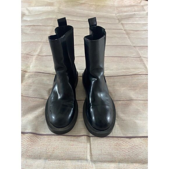 Zara Women's Black Flat Chelsea Classic Ankle Boots Pull On - 38 (US 7.5) - Picture 2 of 10